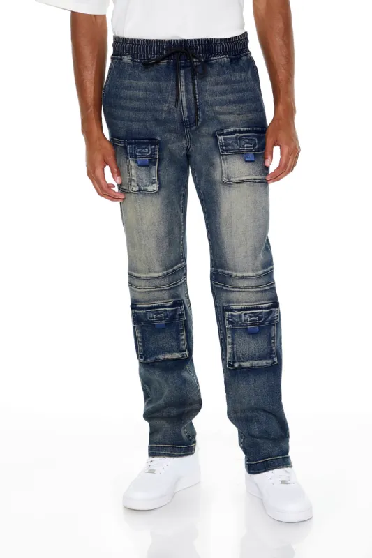 Vintage Wash Denim Cargo Jogger sold by Urban Planet