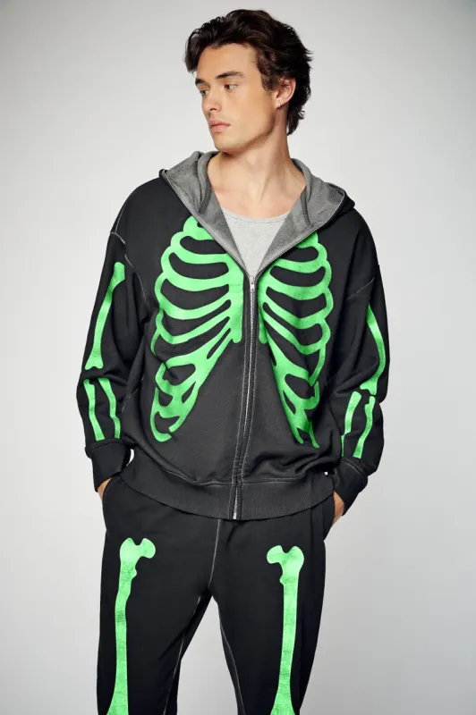 Glow in the Dark Skeleton Zip-Up Hoodie sold by Urban Planet