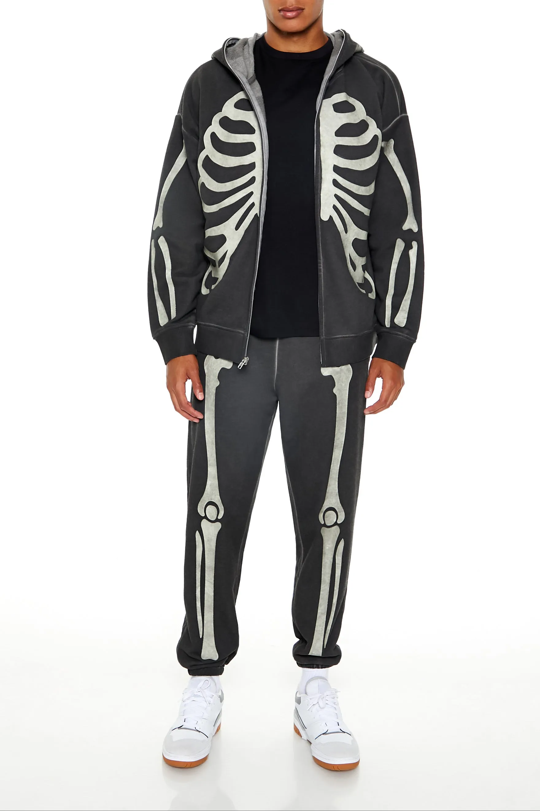 Haut à capuchon à imprimé Squelette phosphorescent avec fermeture à glissière sold by Urban Planet product image thumbnail 4