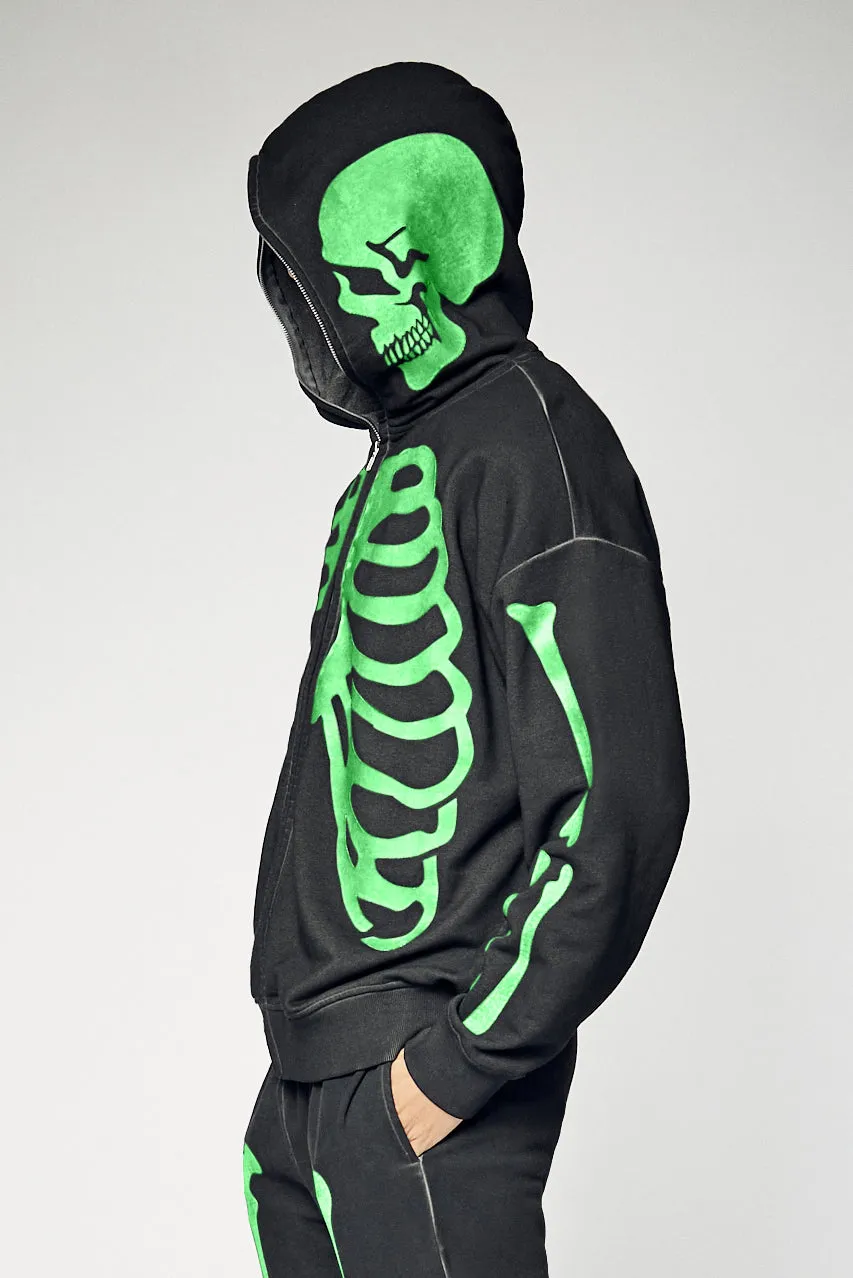 Haut à capuchon à imprimé Squelette phosphorescent avec fermeture à glissière sold by Urban Planet product image thumbnail 2