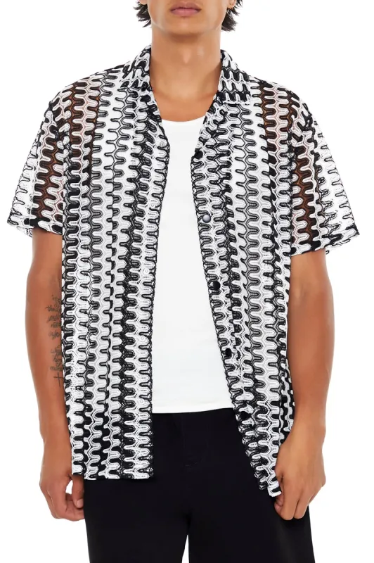 Geo Zig-Zag Button-Up Top sold by Urban Planet