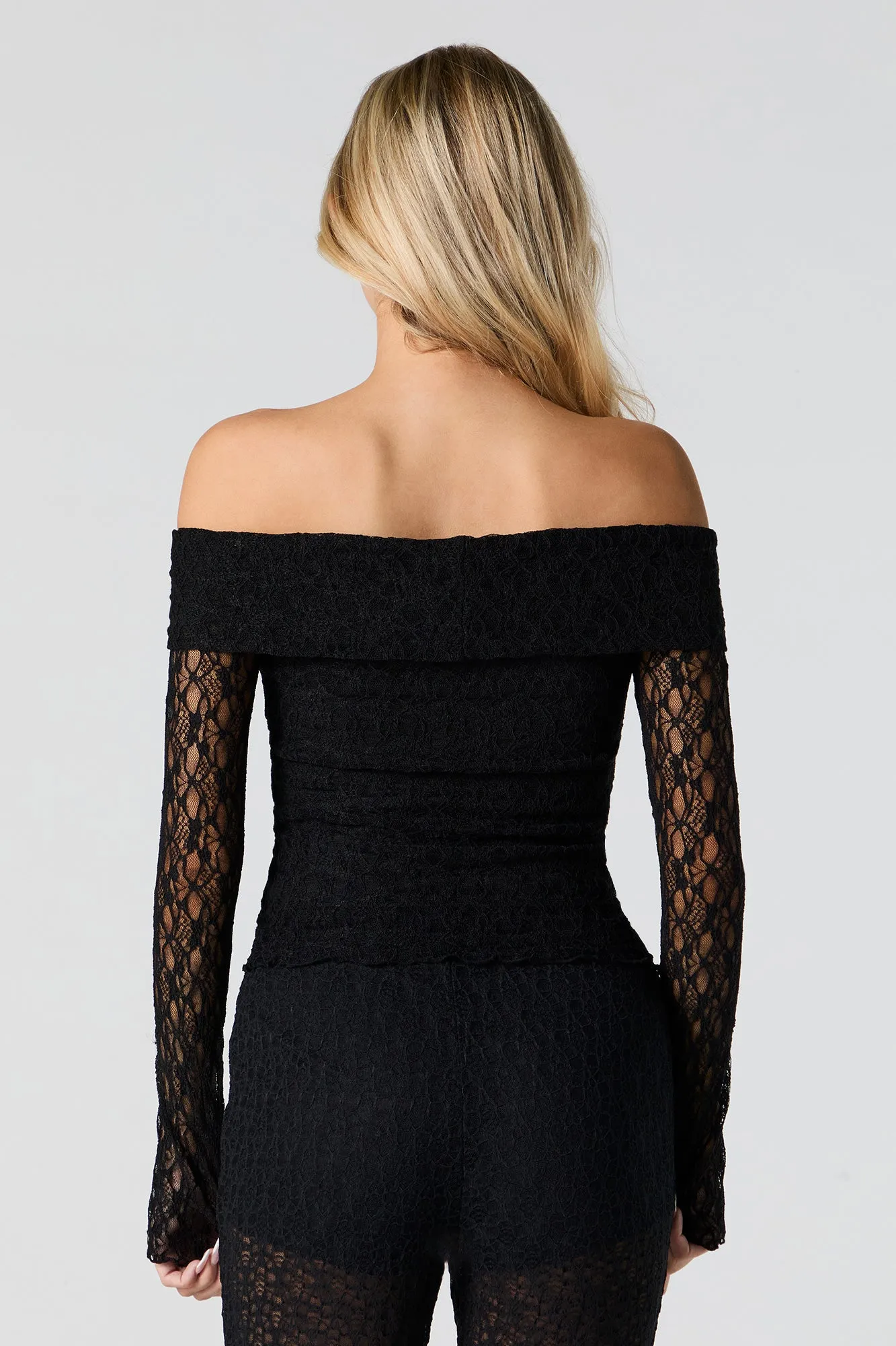Lace Off Shoulder Long Sleeve Top sold by Urban Planet product image thumbnail 5