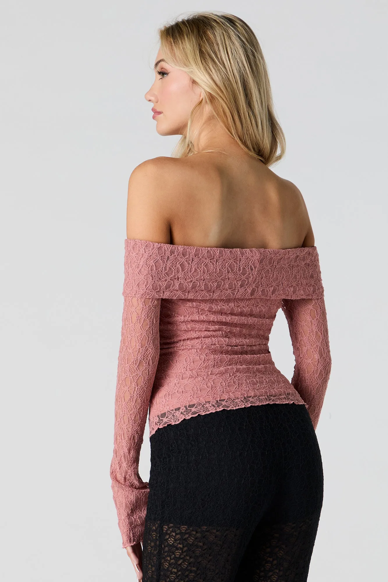 Lace Off Shoulder Long Sleeve Top sold by Urban Planet product image thumbnail 2