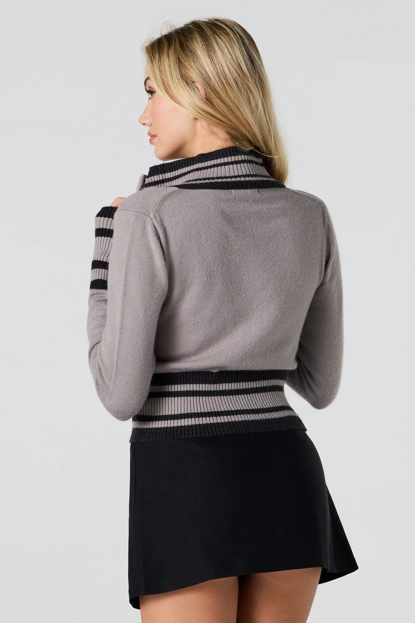 Chandail en tricot rayé avec fermeture à glissière sold by Urban Planet product image thumbnail 2