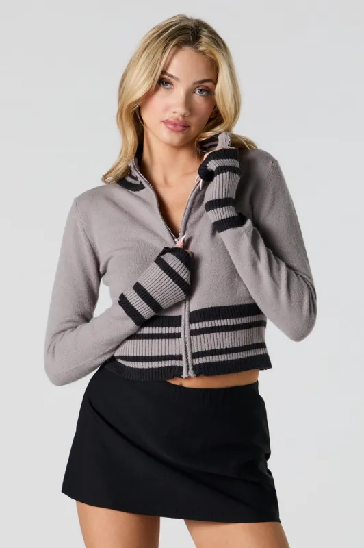 Chandail en tricot rayé avec fermeture à glissière sold by Urban Planet