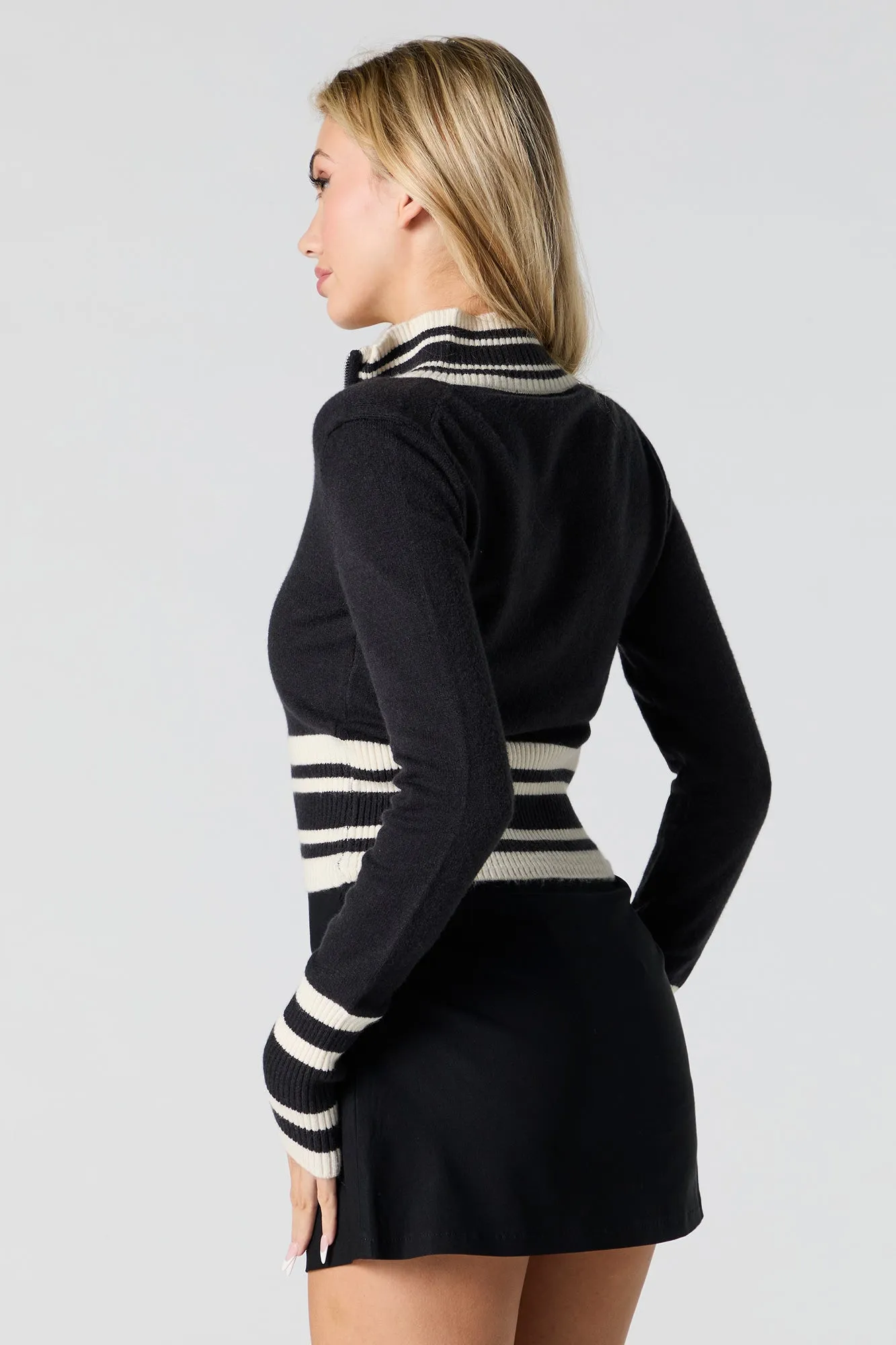 Chandail en tricot rayé avec fermeture à glissière sold by Urban Planet product image thumbnail 5