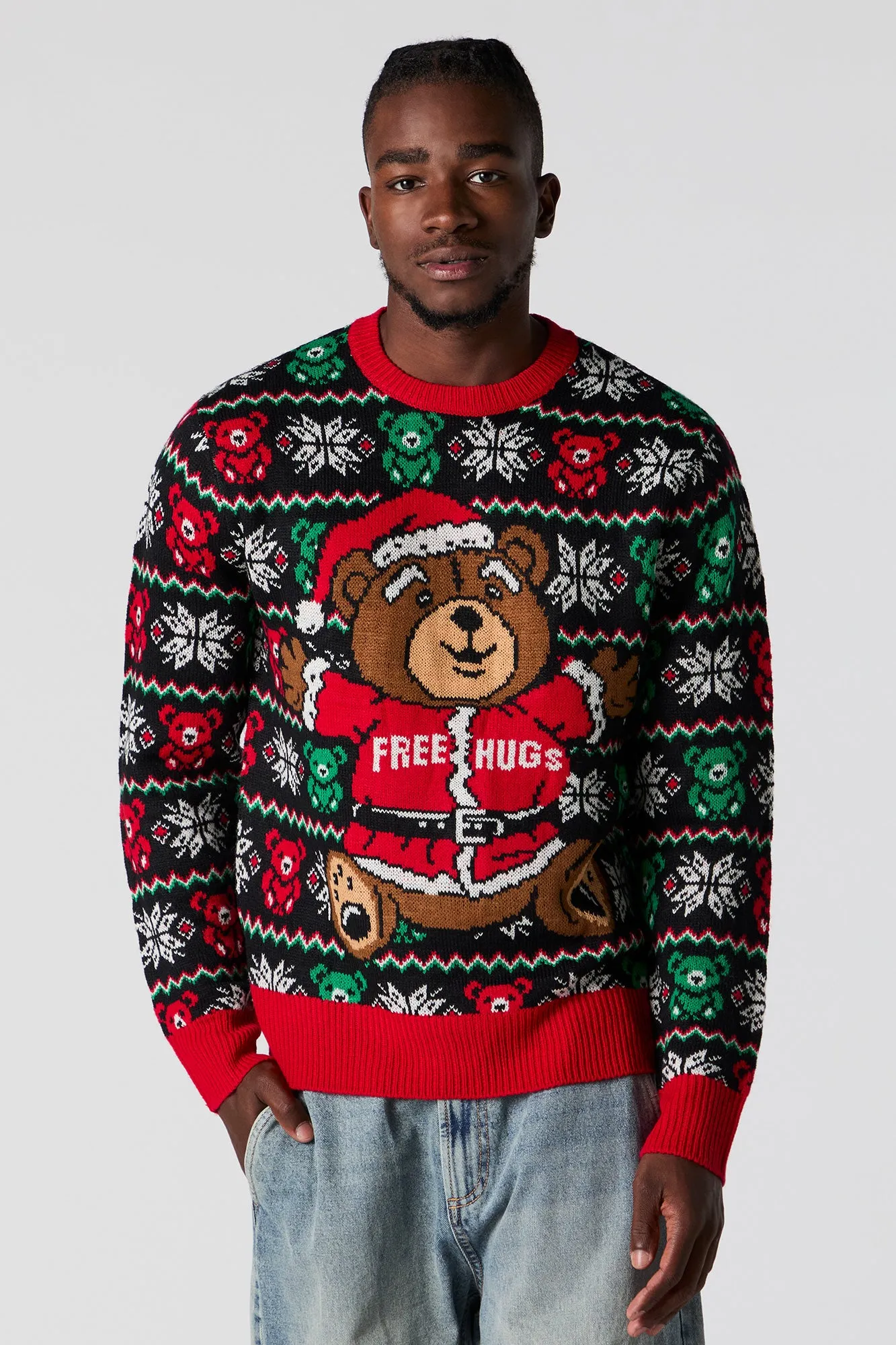Bear Hugs Jacquard Knit Ugly Christmas Sweater sold by Urban Planet
