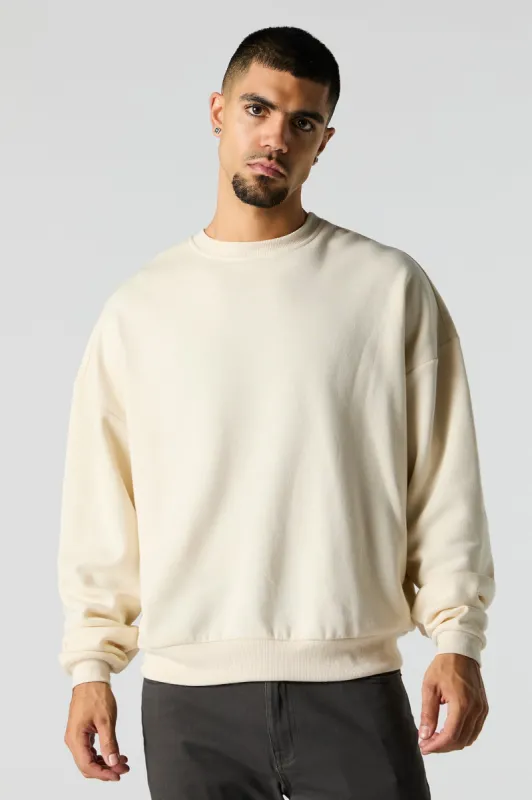 Boxy Crewneck Fleece Sweatshirt sold by Urban Planet