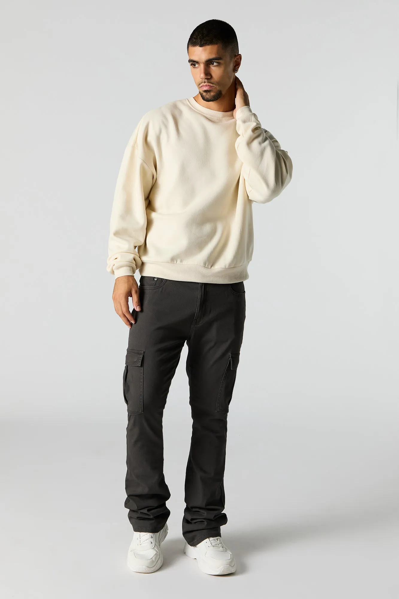 Boxy Crewneck Fleece Sweatshirt sold by Urban Planet product image thumbnail 3