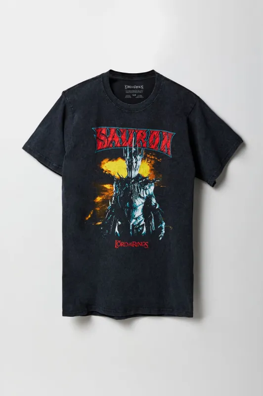T-shirt délavé à imprimé Sauron LOTR sold by Urban Planet