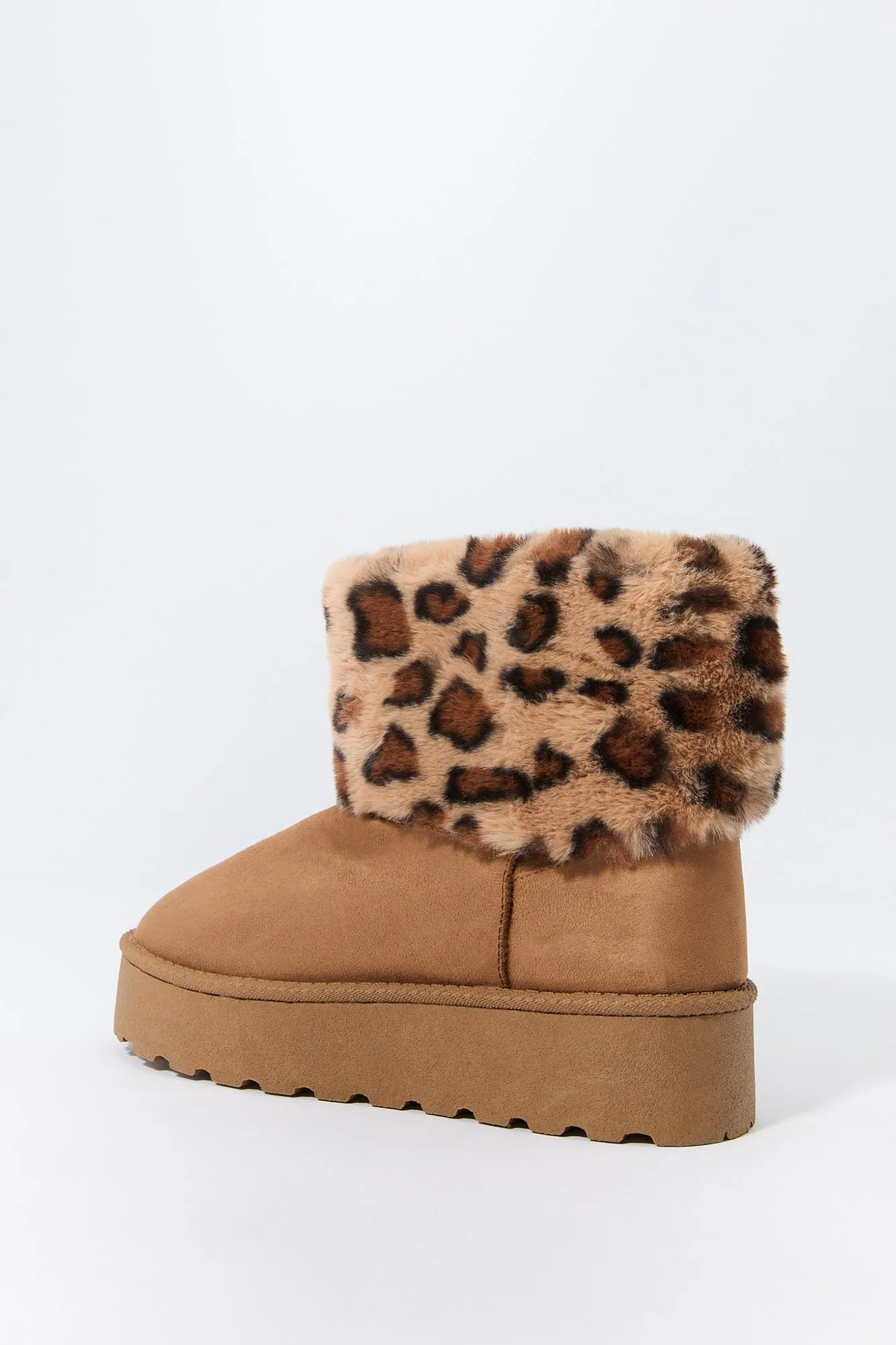 Cheetah Print Faux Fur Collared Platform Booties sold by Urban Planet product image thumbnail 4