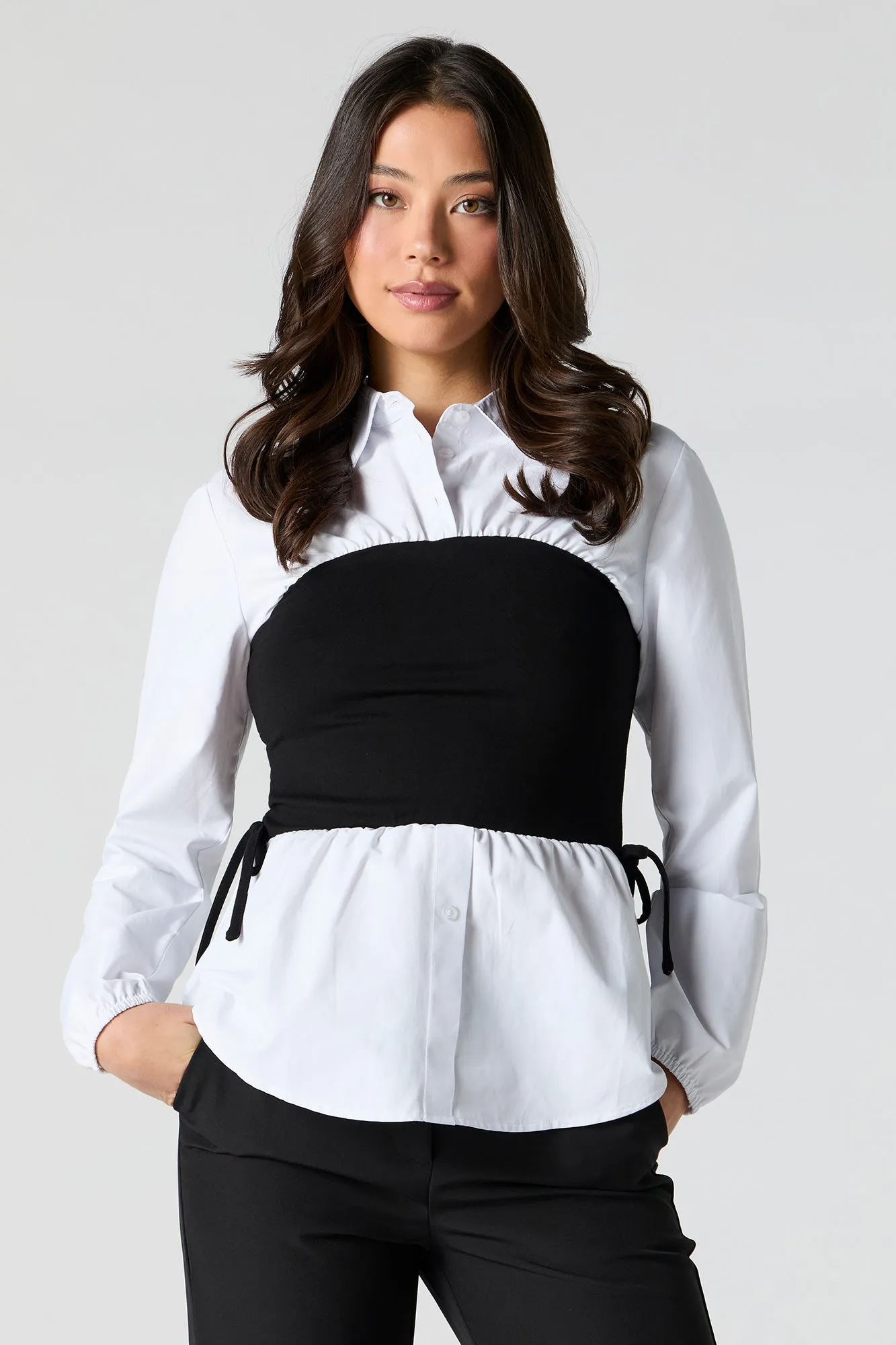 Haut combo boutonné avec taille coulissante latérale sold by Urban Planet product image thumbnail 4