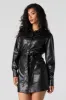 Minirobe à manches longues en similicuir avec ceinture sold by Urban Planet