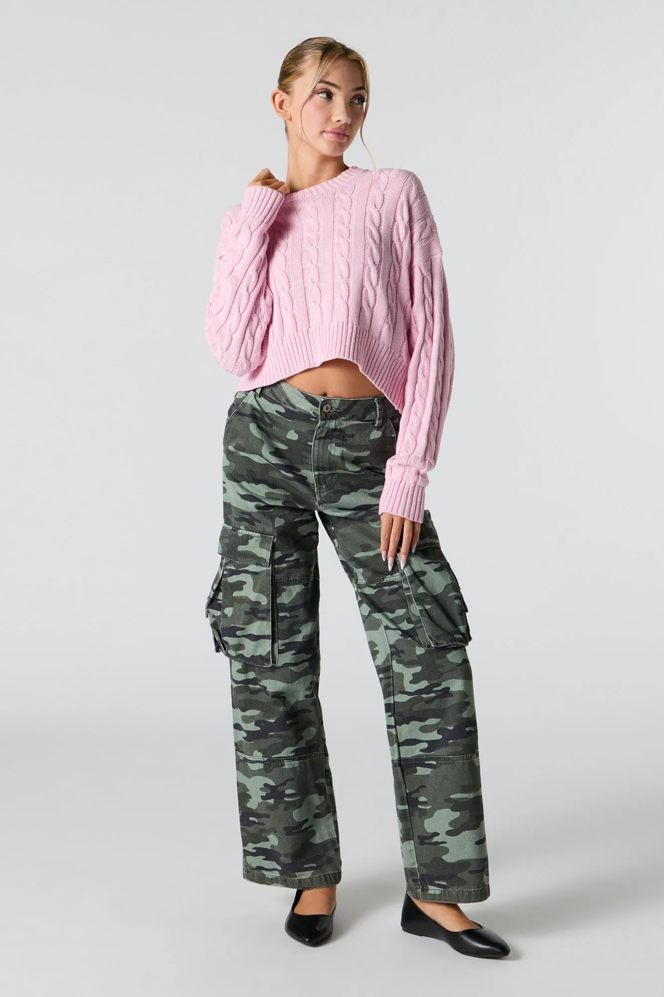 Cable Knit Cropped Sweater sold by Urban Planet product image thumbnail 3
