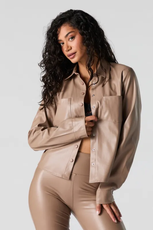 Faux Leather Button Front Top sold by Urban Planet