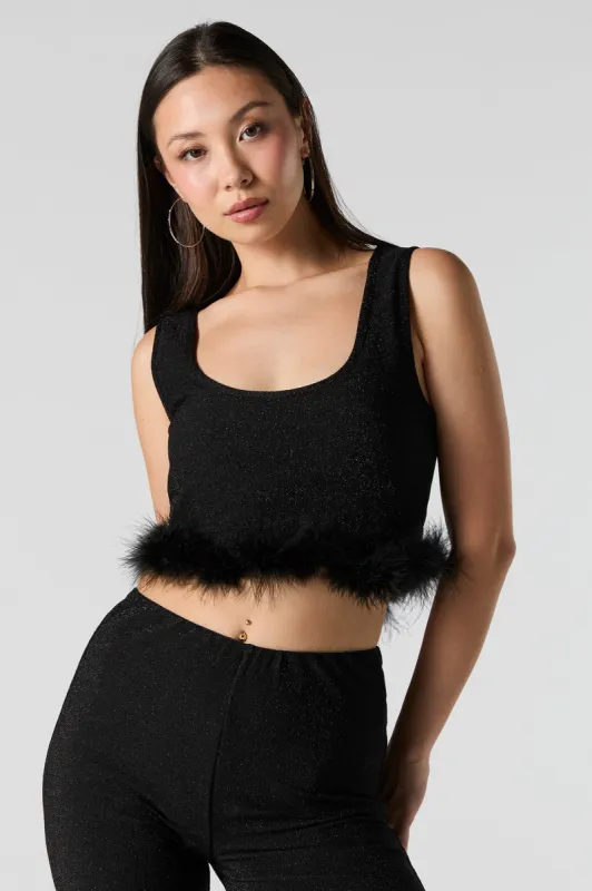 Sparkle Faux Fur Trim Tank sold by Urban Planet