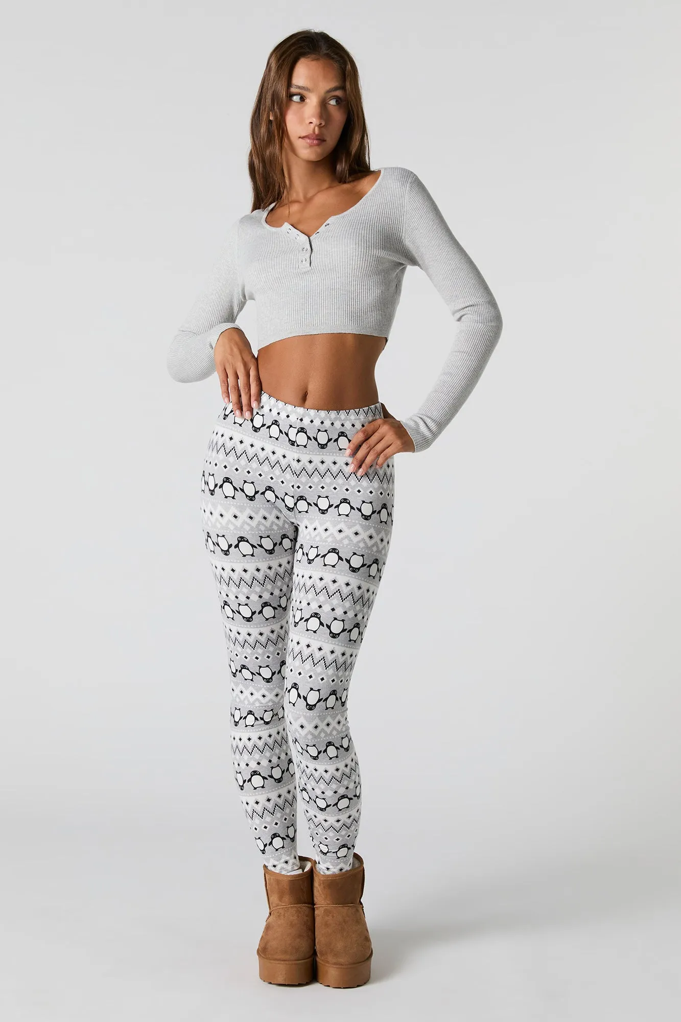 Christmas Print Soft Fleece Legging sold by Urban Planet