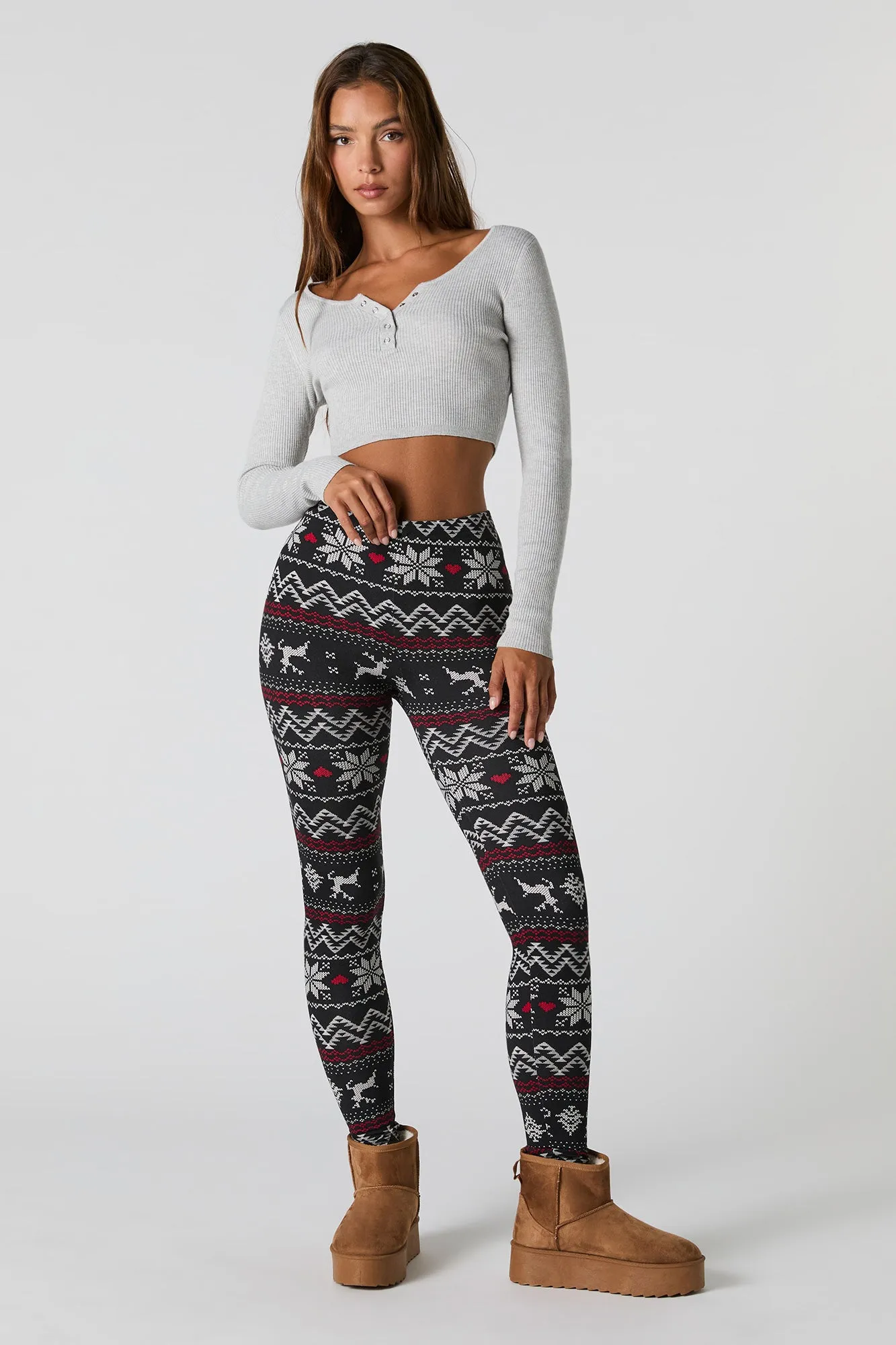 Christmas Print Soft Fleece Legging sold by Urban Planet product image thumbnail 4