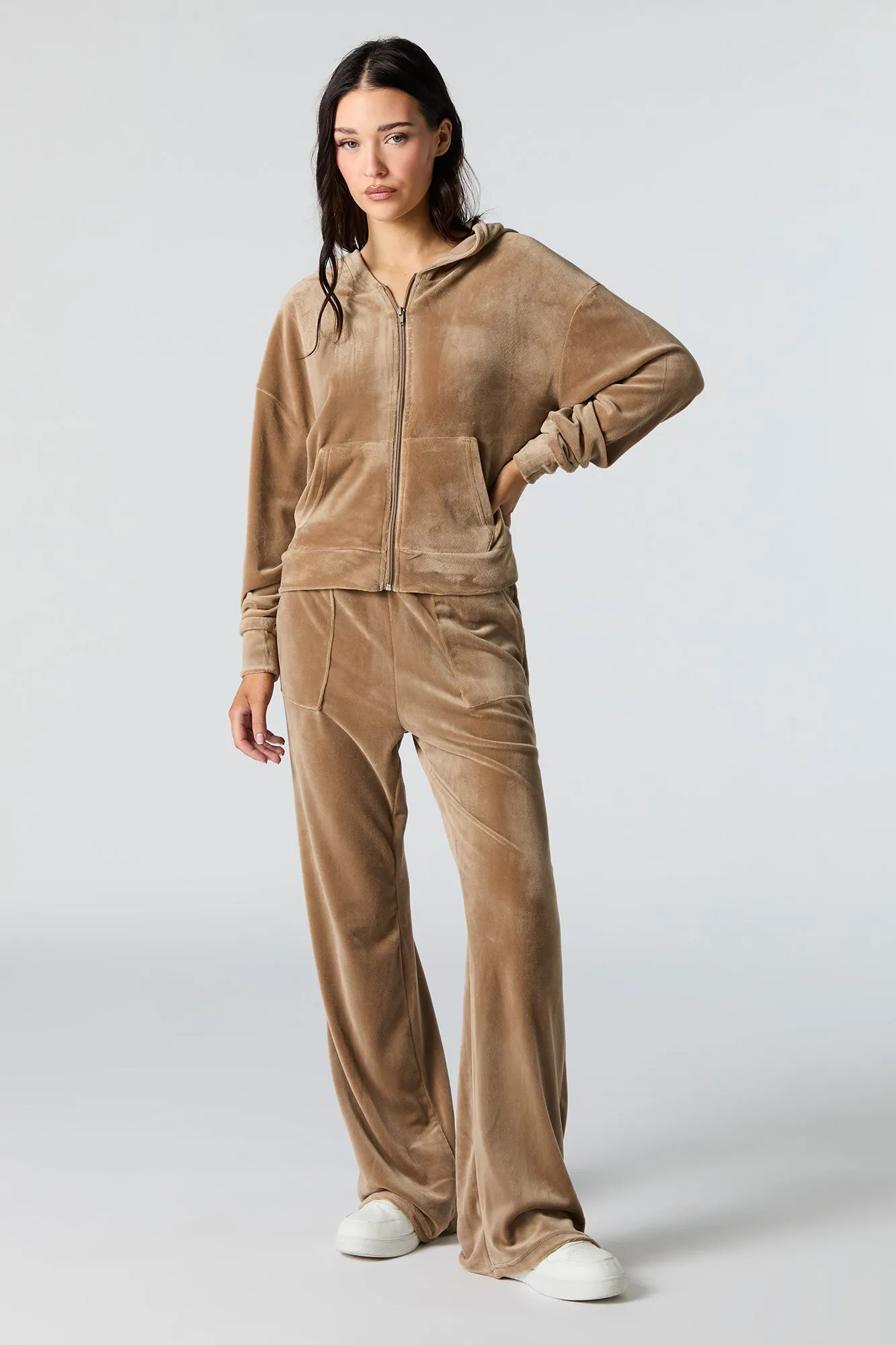 Velour Zip-Up Hoodie sold by Urban Planet product image thumbnail 3