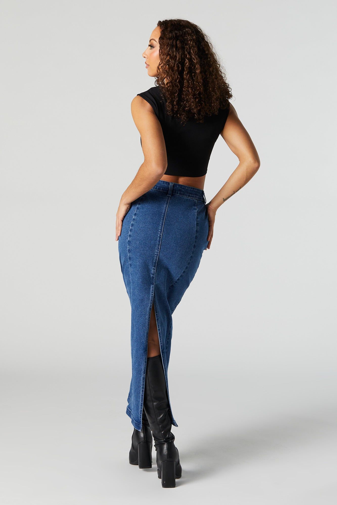 Dark Wash Denim Maxi Skirt sold by Urban Planet product image thumbnail 2