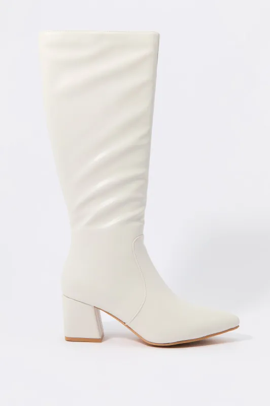 Faux Leather Pointed Toe Knee High Boot sold by Urban Planet