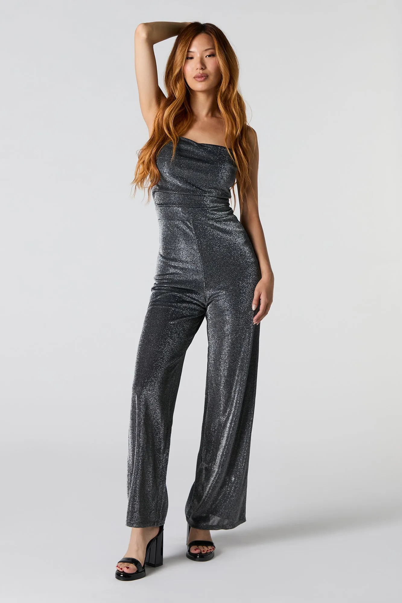 Sparkle Cowl Neck Wide Leg Jumpsuit sold by Urban Planet