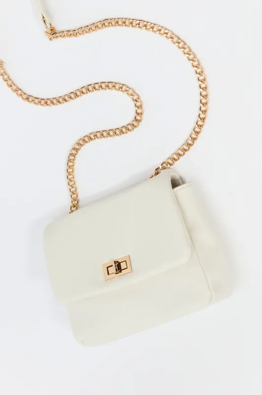 Faux Leather Metal Clasp Crossbody Purse sold by Urban Planet