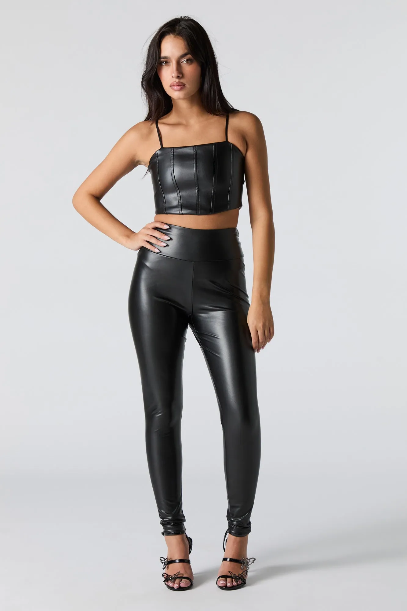 Faux Leather Waist Shaper Legging sold by Urban Planet product image thumbnail 4