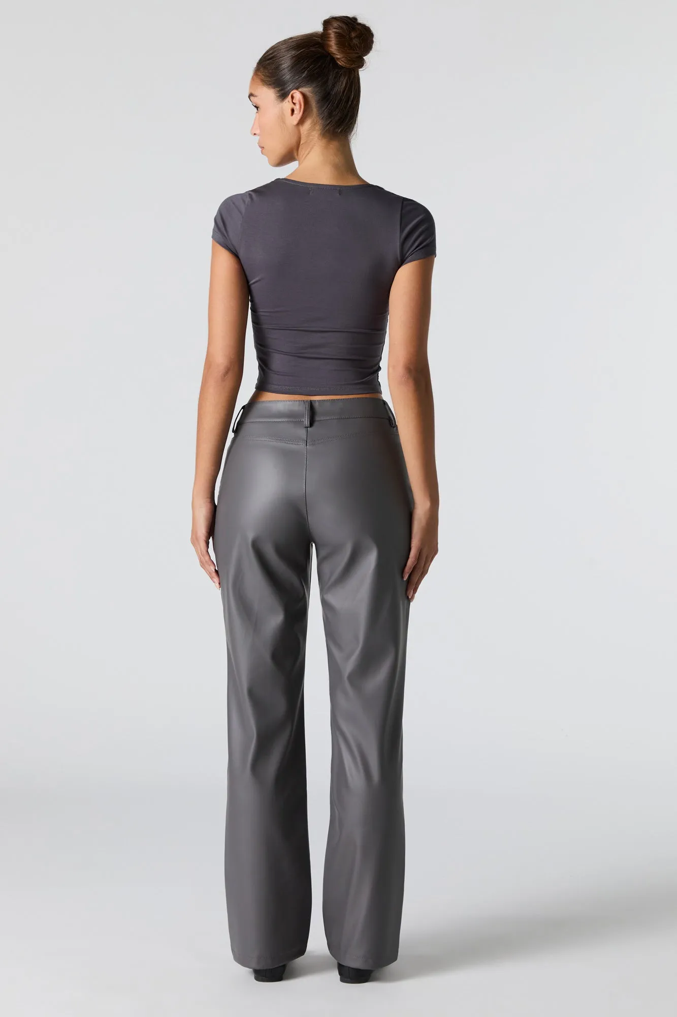 Faux Leather Exposed Seam Straight Leg Pant sold by Urban Planet product image thumbnail 3