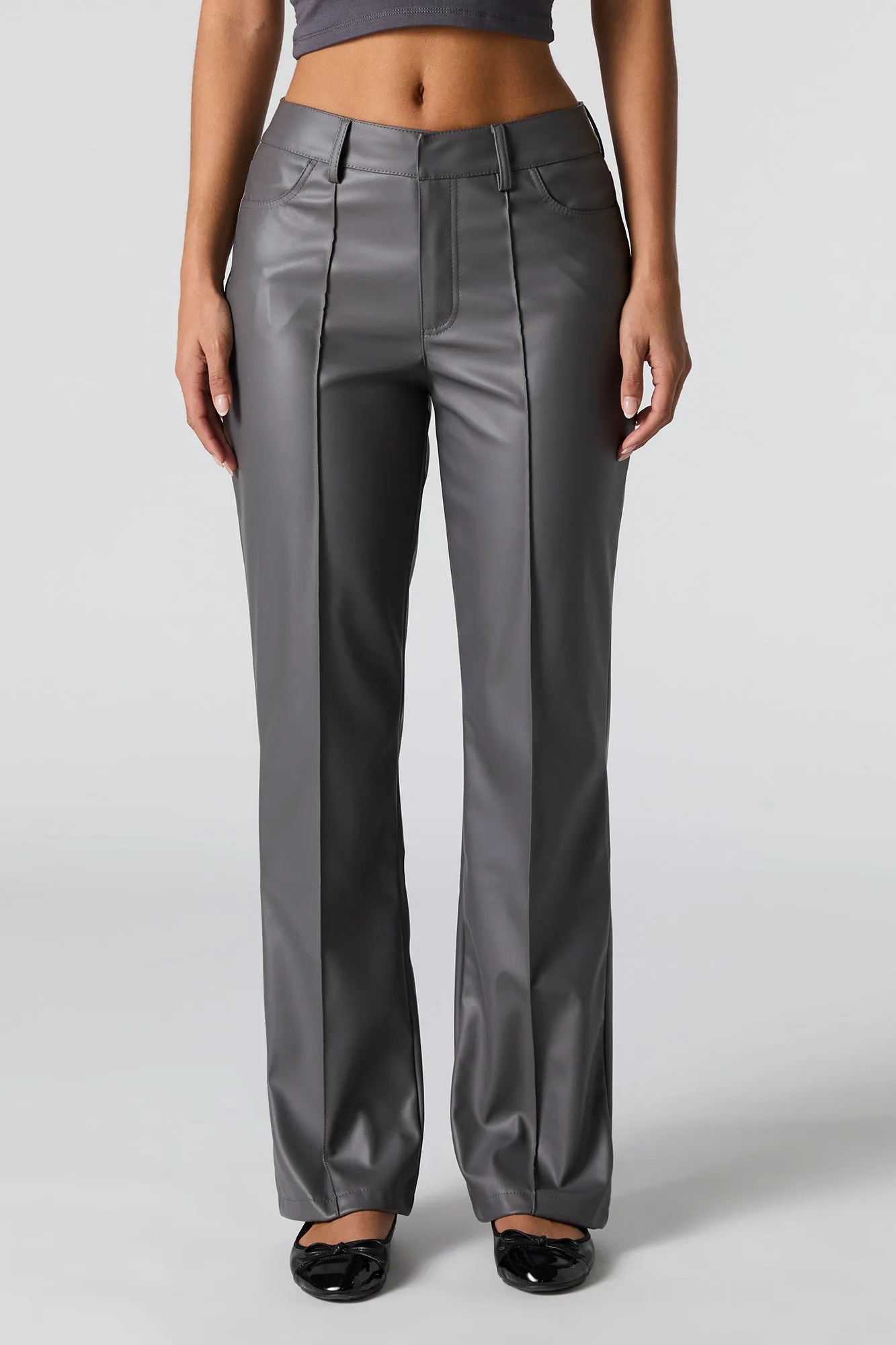 Faux Leather Exposed Seam Straight Leg Pant sold by Urban Planet product image thumbnail 2