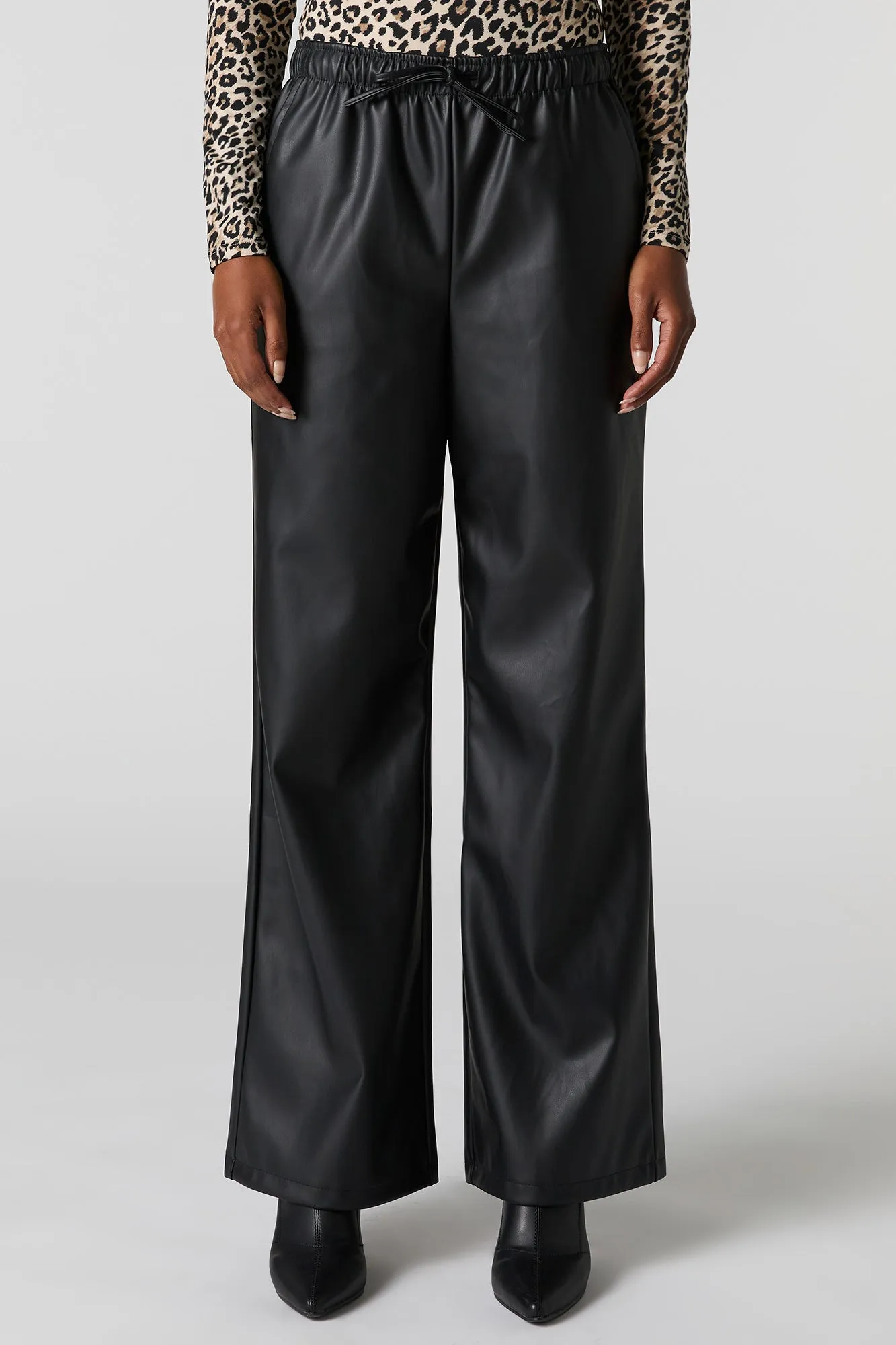 Faux Leather Drawstring Wide Leg Pant sold by Urban Planet product image thumbnail 5