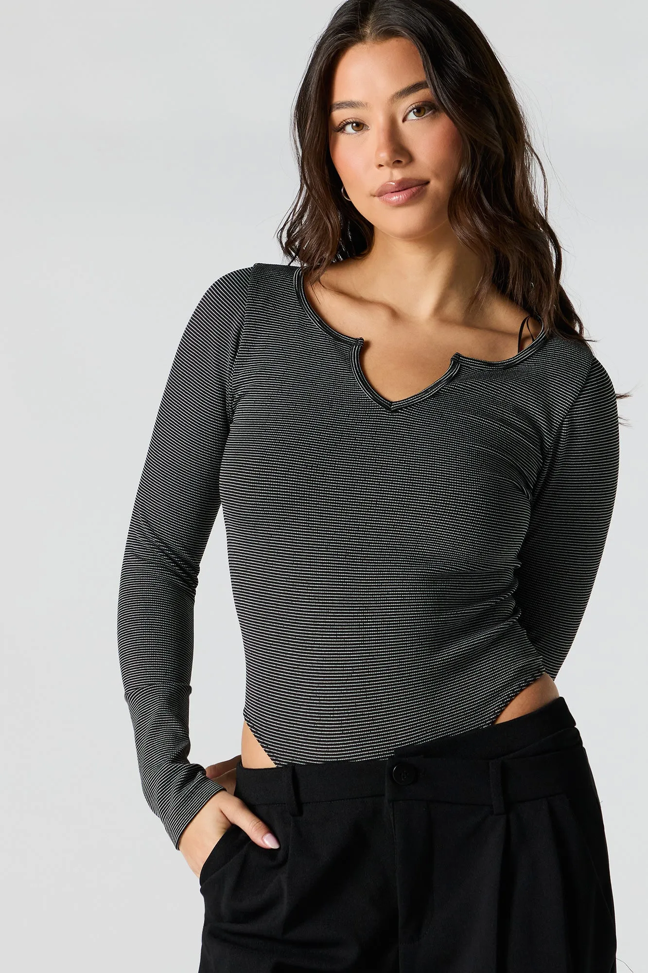 Maillot cranté côtelé à manches longues sold by Urban Planet product image thumbnail 2