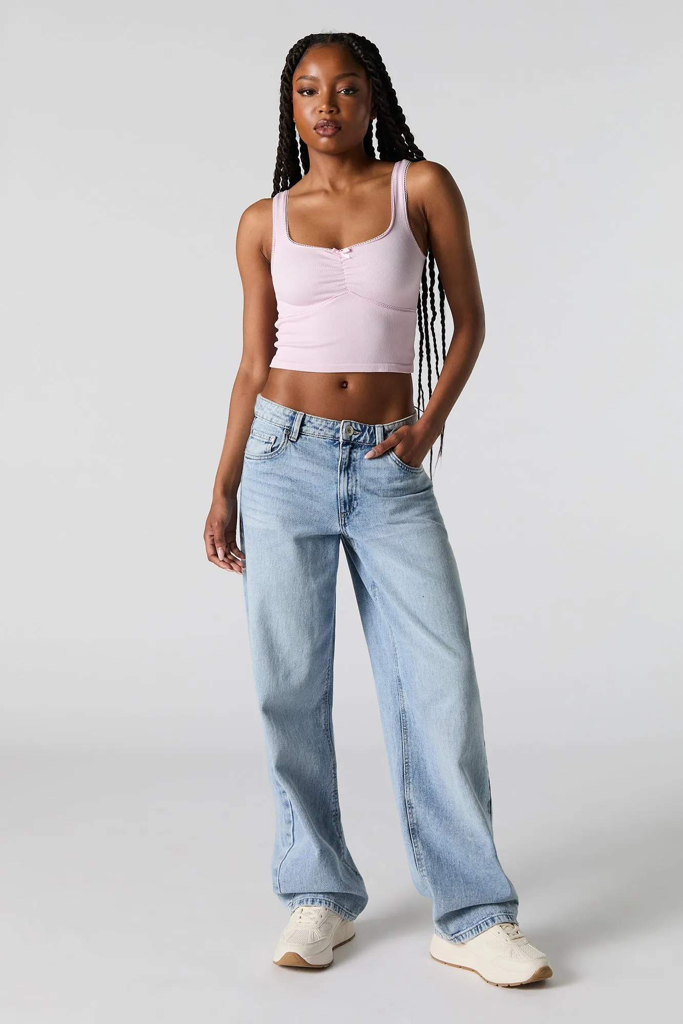 Ribbed Lace Trim Cinched Tank sold by Urban Planet product image thumbnail 3