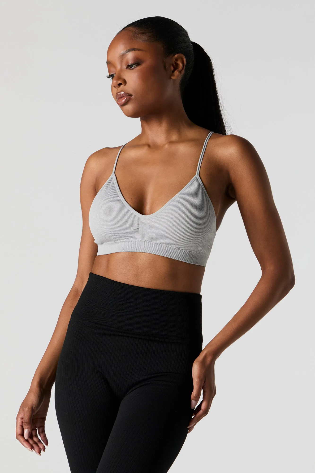 Seamless Ribbed V-Neck Bralette sold by Urban Planet product image thumbnail 4