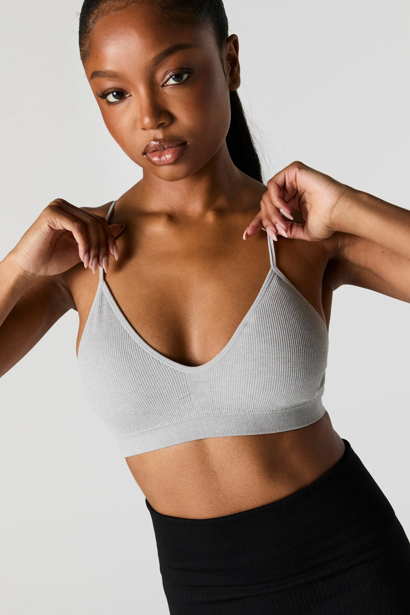 Seamless Ribbed V-Neck Bralette sold by Urban Planet