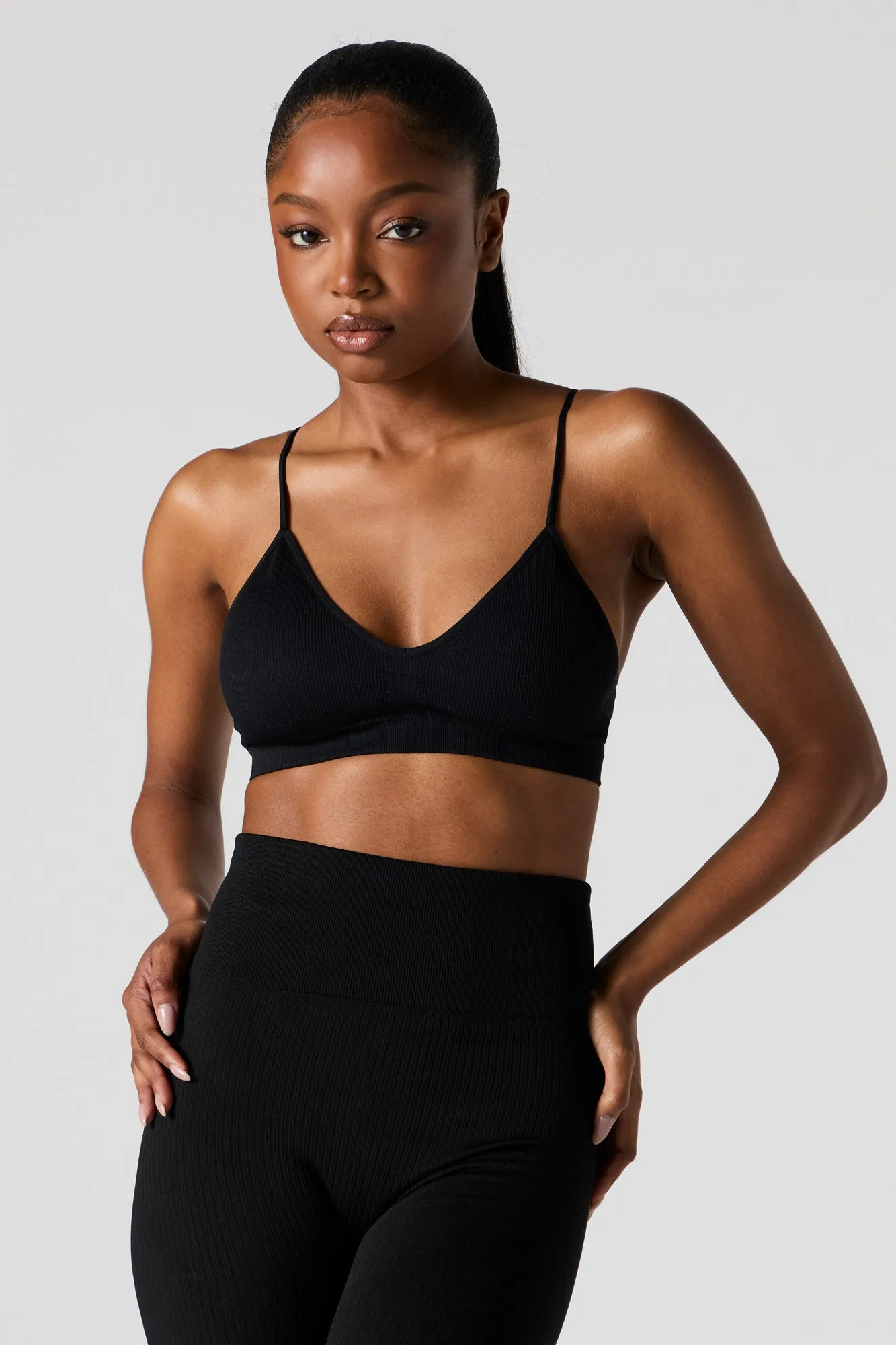 Seamless Ribbed V-Neck Bralette sold by Urban Planet product image thumbnail 5