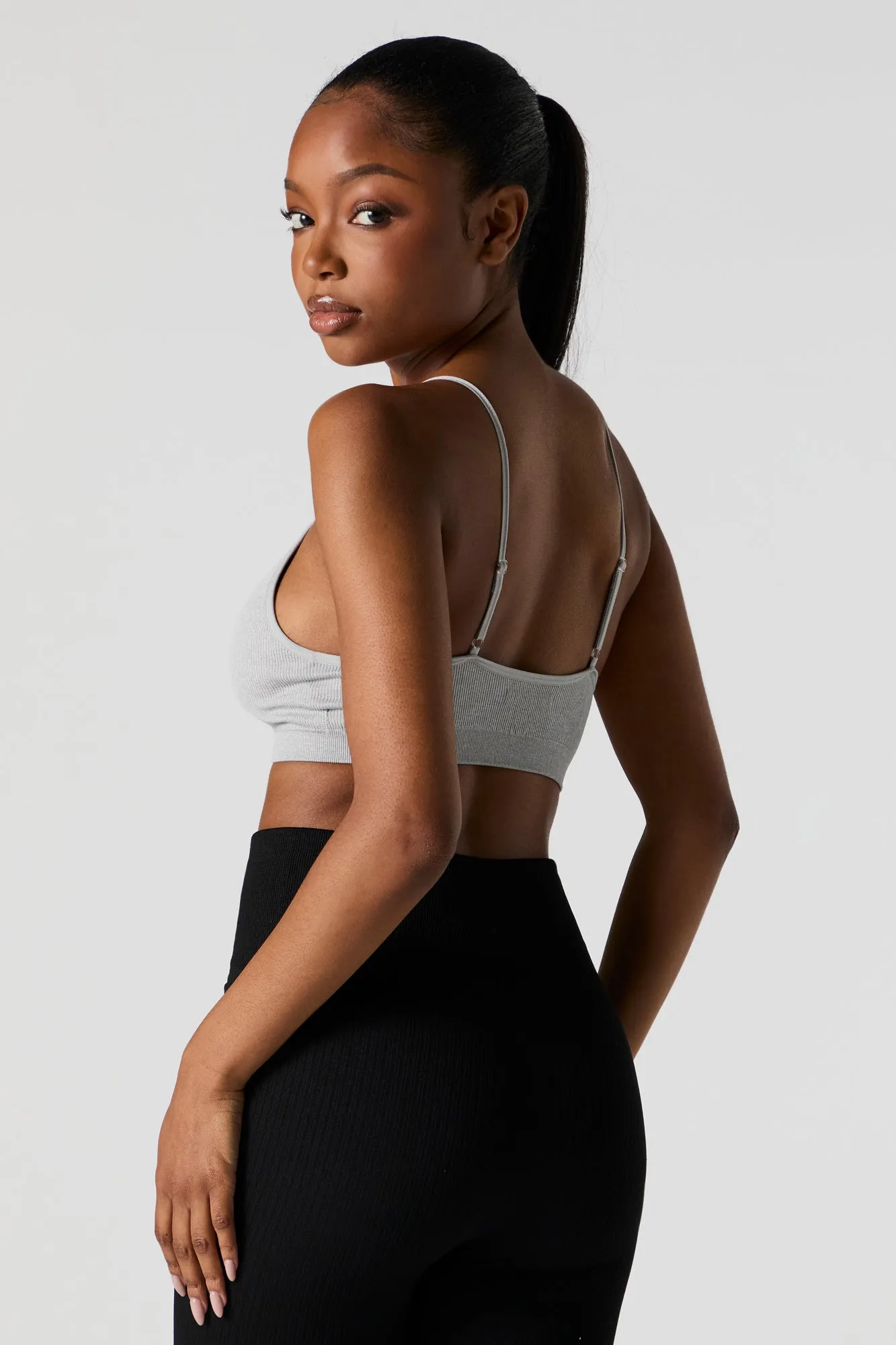 Seamless Ribbed V-Neck Bralette sold by Urban Planet product image thumbnail 2