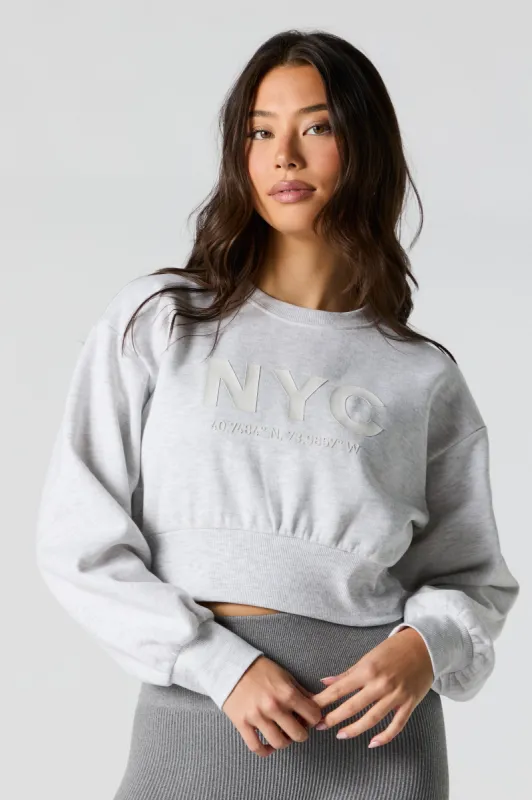 City Embossed Cropped Fleece Sweatshirt sold by Urban Planet