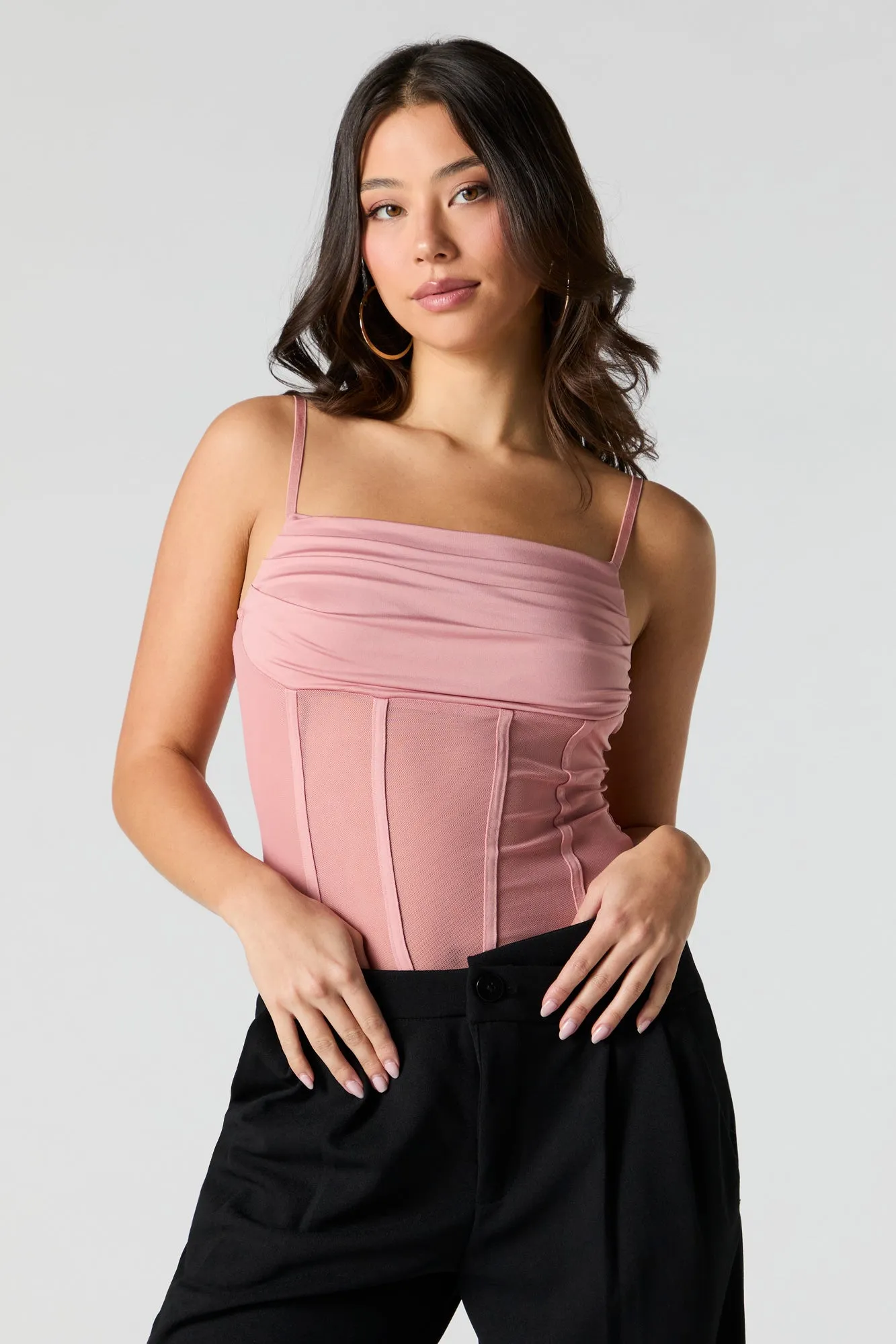 Mesh Cowl Neck Bodysuit sold by Urban Planet