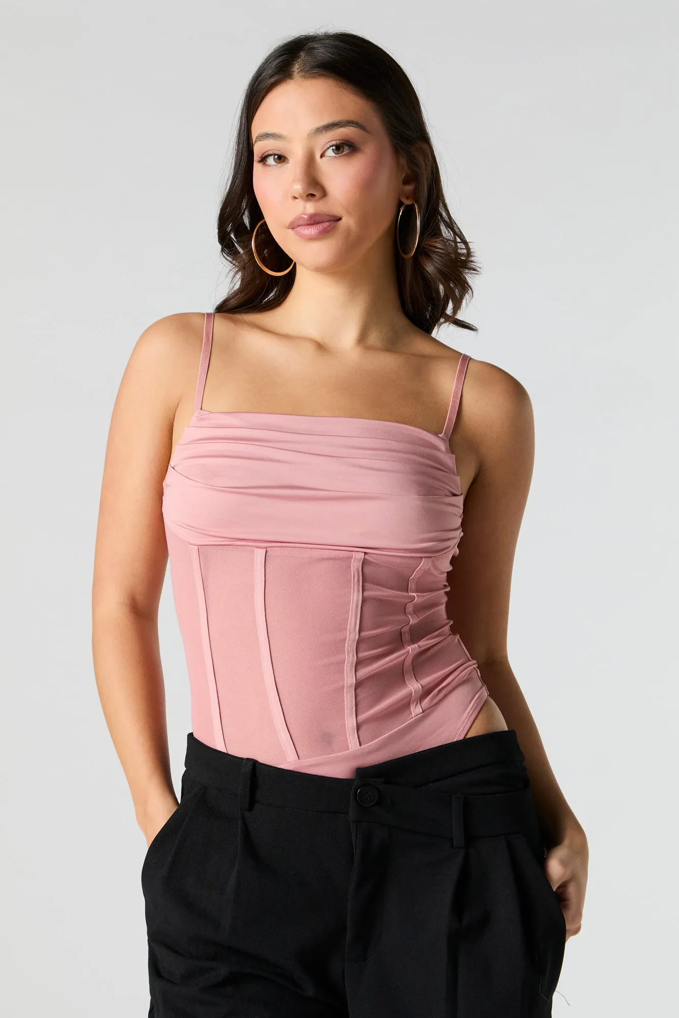 Mesh Cowl Neck Bodysuit sold by Urban Planet product image thumbnail 2