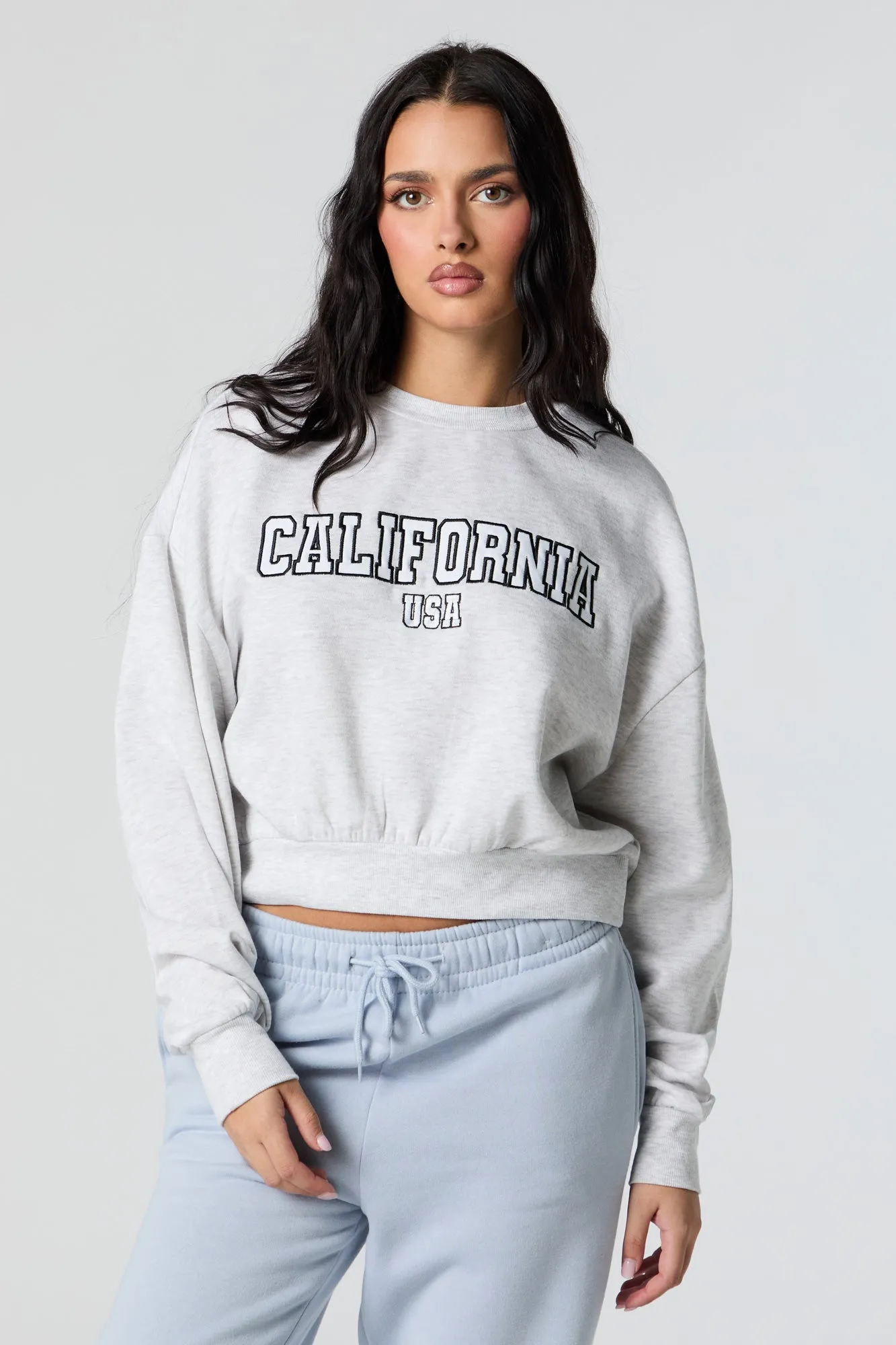 California Embroidered Cropped Fleece Sweatshirt sold by Urban Planet product image thumbnail 2