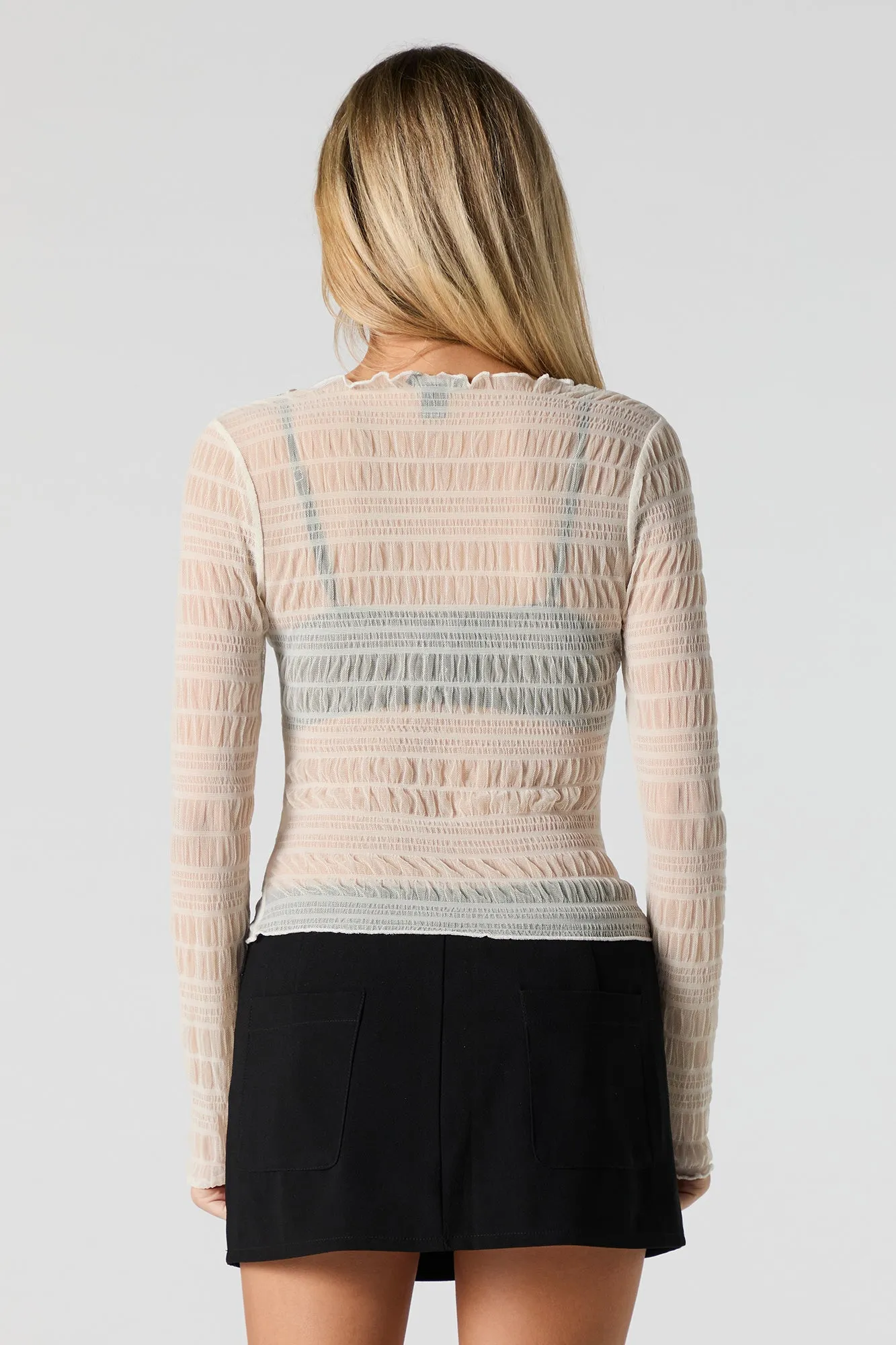 Ruffled Mesh Long Sleeve Top sold by Urban Planet product image thumbnail 2