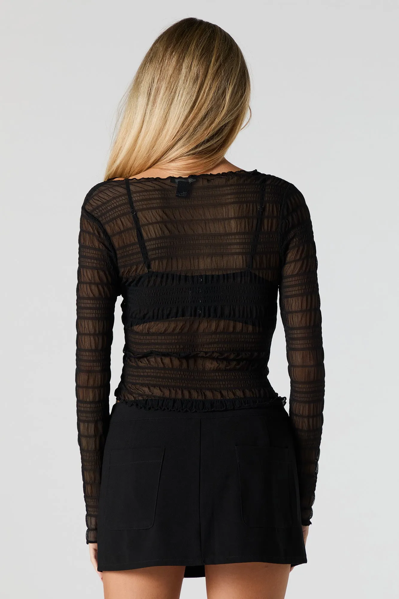 Ruffled Mesh Long Sleeve Top sold by Urban Planet product image thumbnail 5