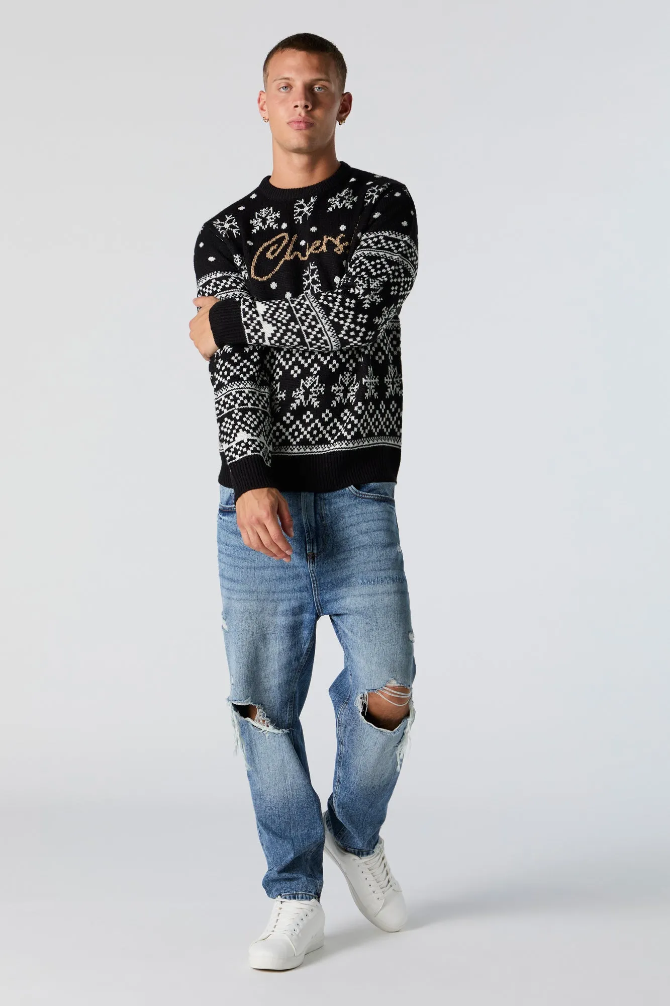 Cheers Fairisle Jacquard Knit Christmas Sweater sold by Urban Planet product image thumbnail 3