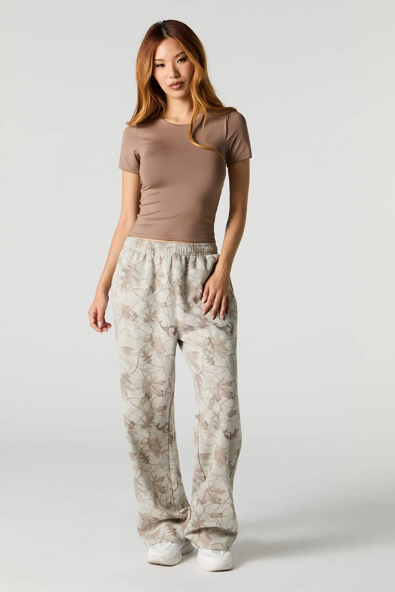 Camo Print Wide Leg Fleece Sweatpant sold by Urban Planet product image thumbnail 4