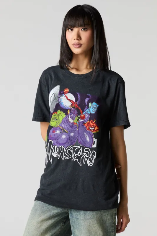 T-shirt unisexe délavé à imprimé Space Jam Monstars sold by Urban Planet