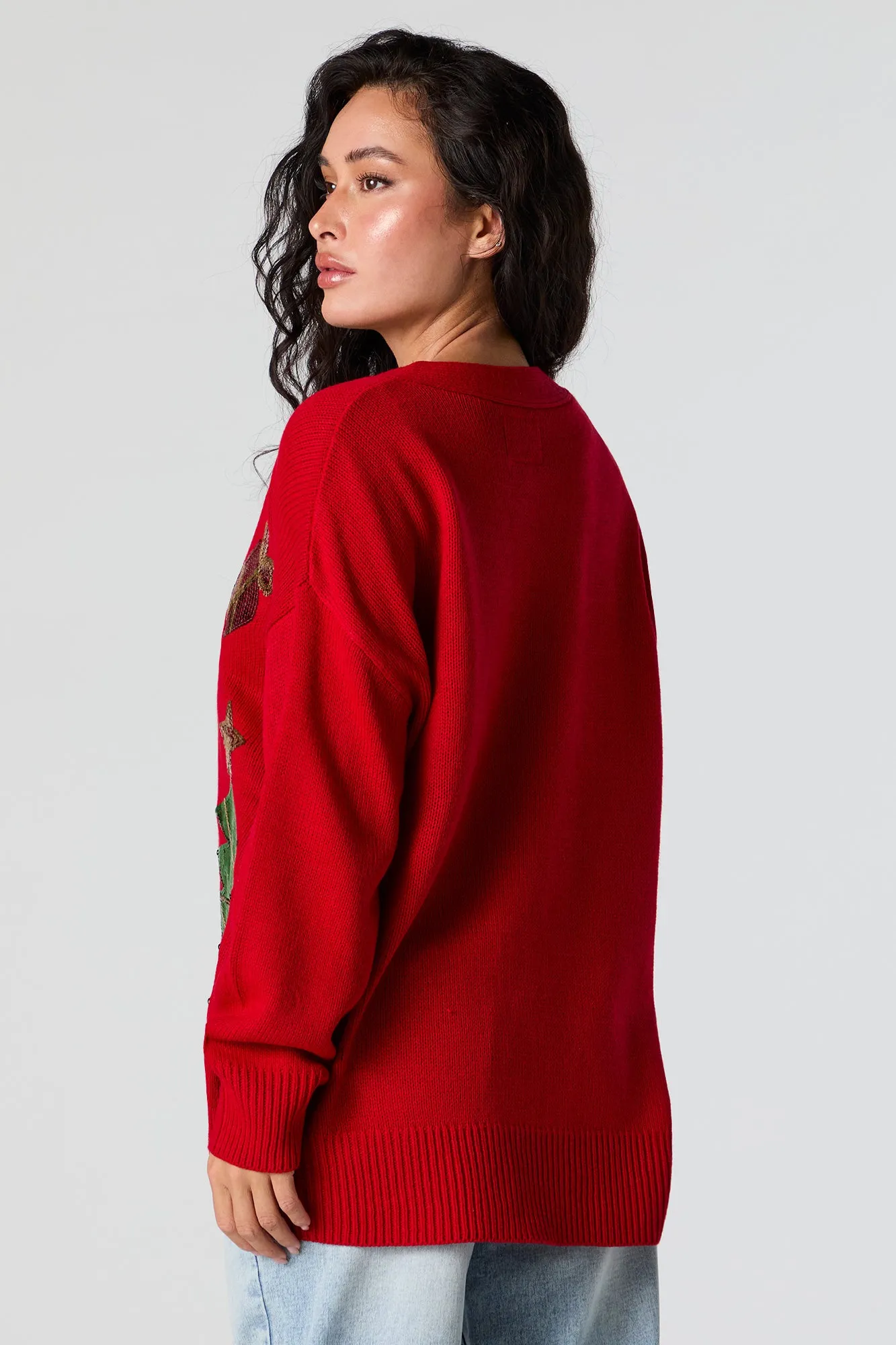 Cardigan de Noël en tricot jacquard avec paillettes sold by Urban Planet product image thumbnail 2