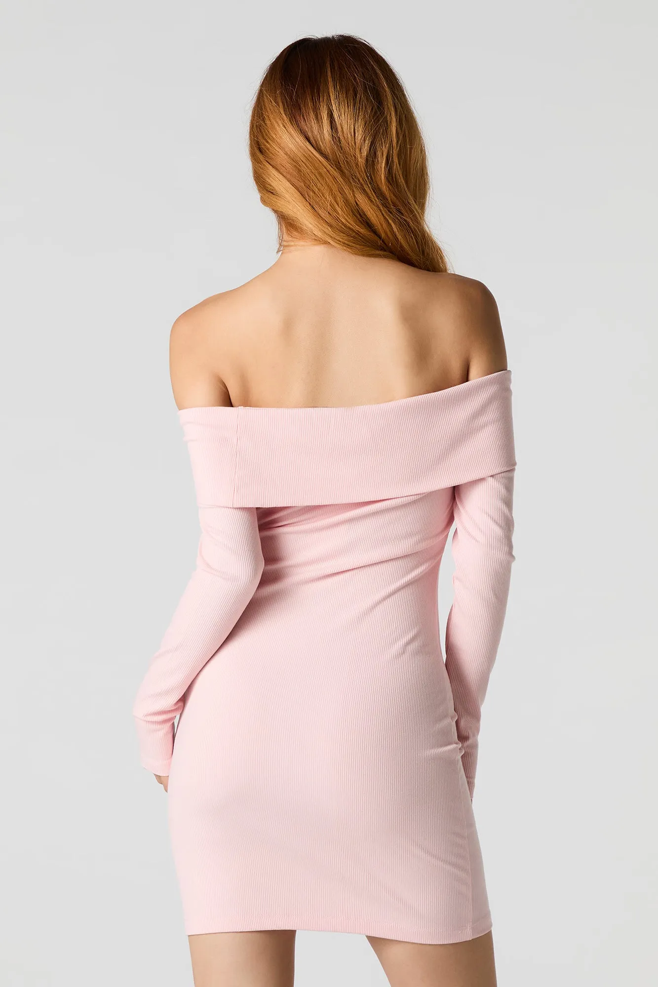 Ribbed Off Shoulder Long Sleeve Mini Dress sold by Urban Planet product image thumbnail 2