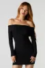 Ribbed Off Shoulder Long Sleeve Mini Dress sold by Urban Planet