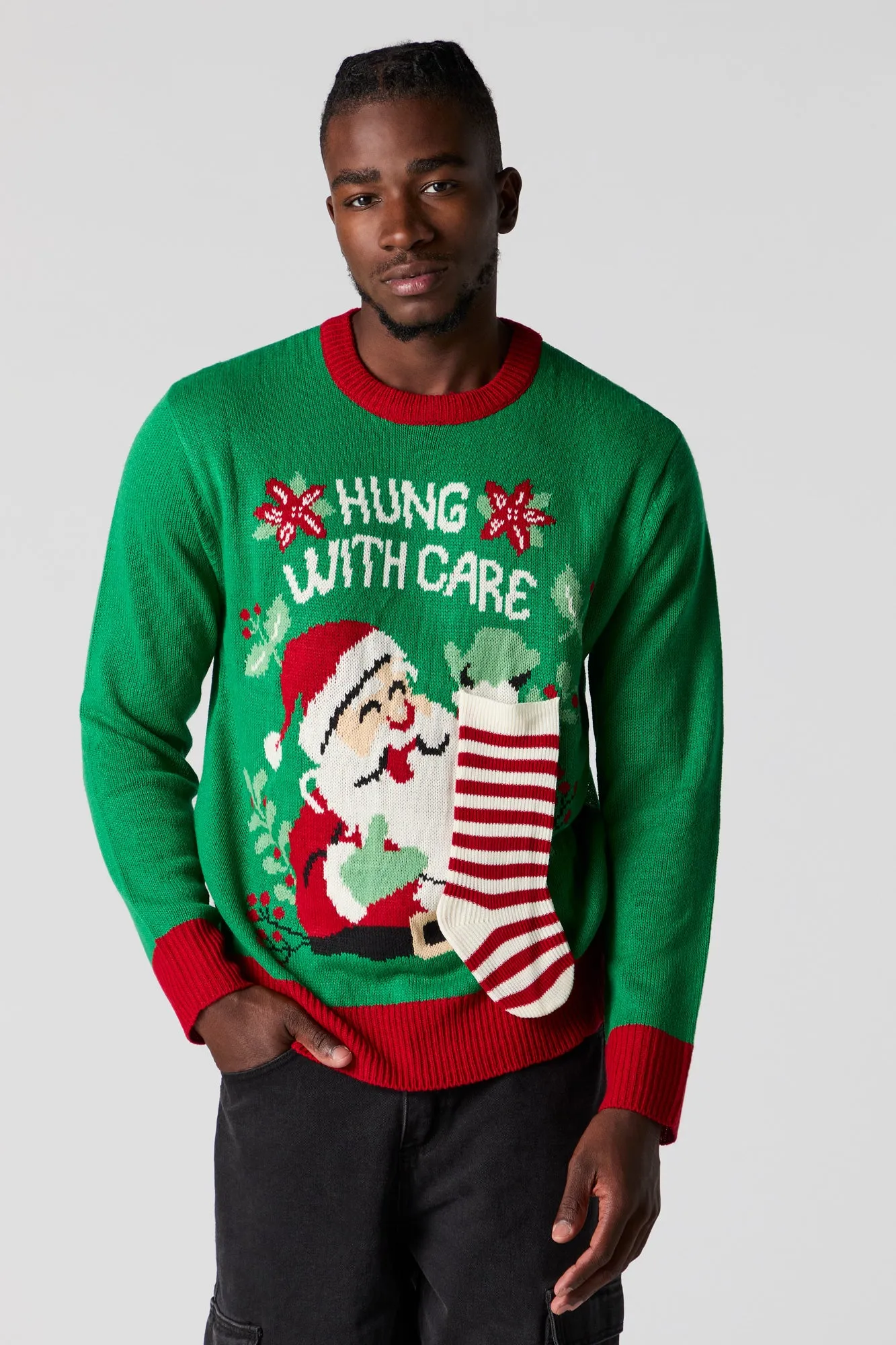 3D Stocking Hung With Care Ugly Christmas Sweater sold by Urban Planet